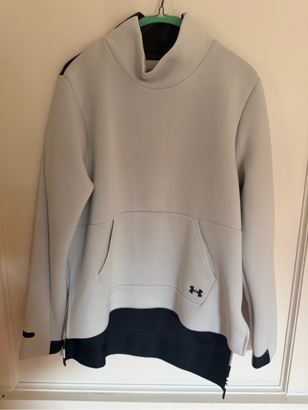 Under Armour UA Move Mock Neck Pullover Sweatshirt - Light Gray/Black - Large
